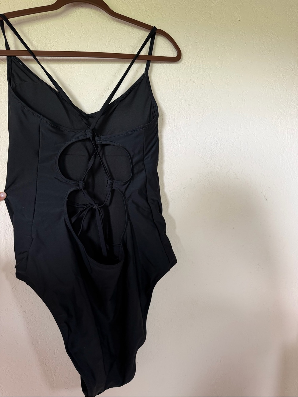 aerie Black One-Piece Swim Suit with Thin Straps - Picture 3 of 6